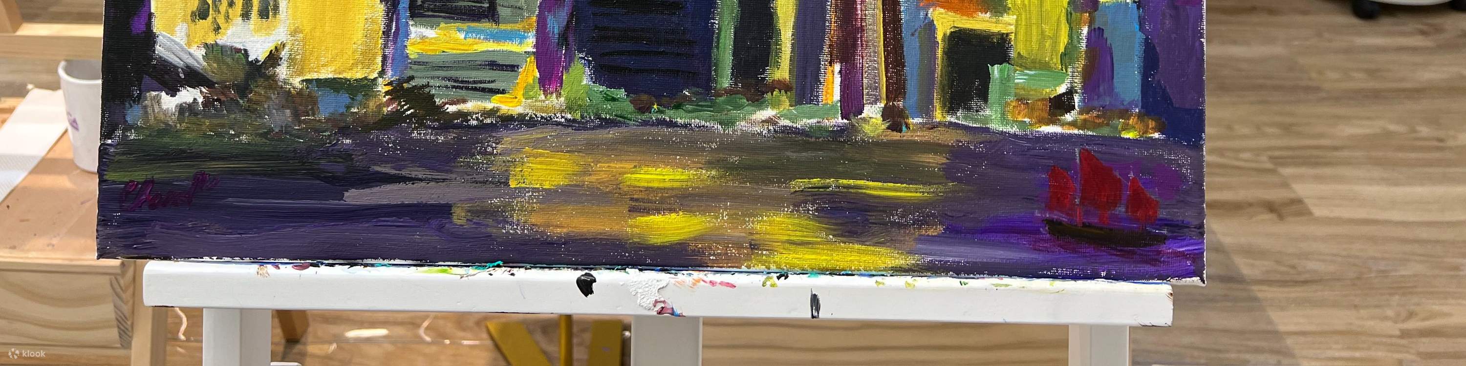 Rica Art Space Hong Kong Skyline painting Pointillism